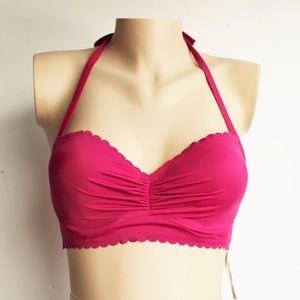 Burgundy Halter Underwire Bra Sized Bikini Top